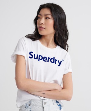 Superdry Registered Flock Boxy Női Pólók Fehér | YPZCK5079